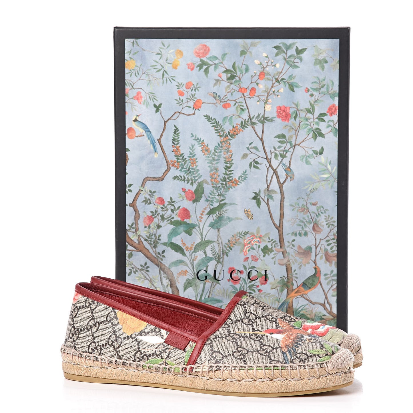 GG Supreme Monogram Tian Womens Espadrilles 38.5 Beige Multicolor Red