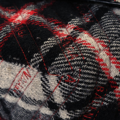 Balenciaga Wool Plaid Diagonal Allover Logo Matelasse M BB Round Shoulder Bag Black White Red 6 of 14