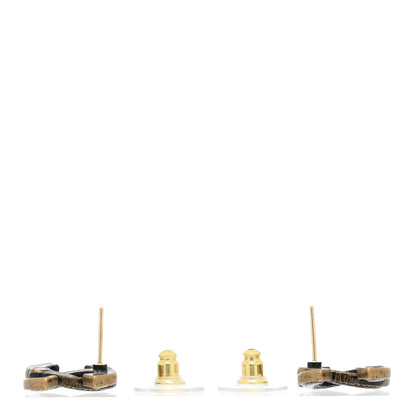 Chanel Enamel Textured CC Earrings Black Gold 3 of 5