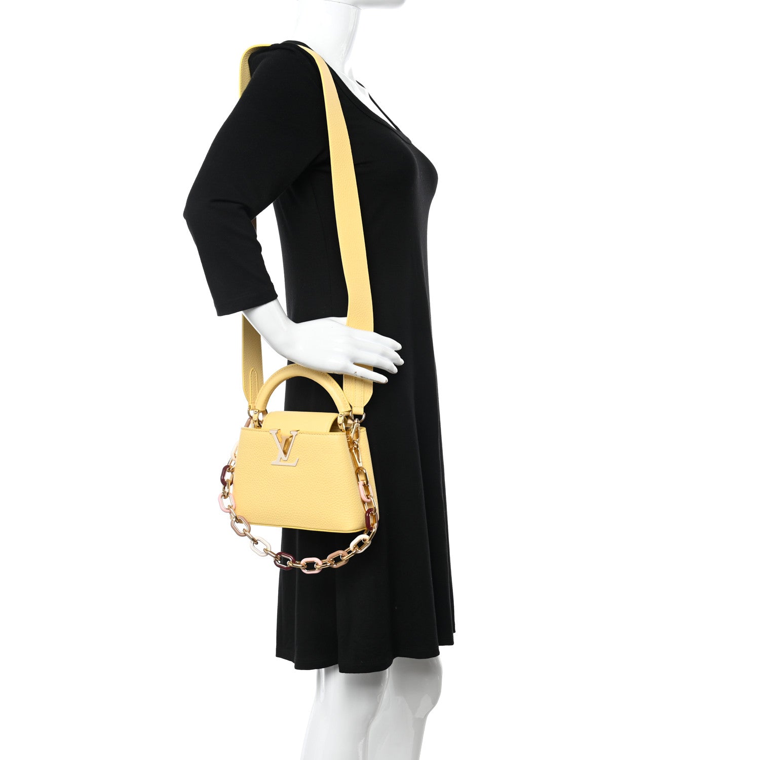 Louis Vuitton Taurillon Mini Capucines Jaune Plume 2 of 9