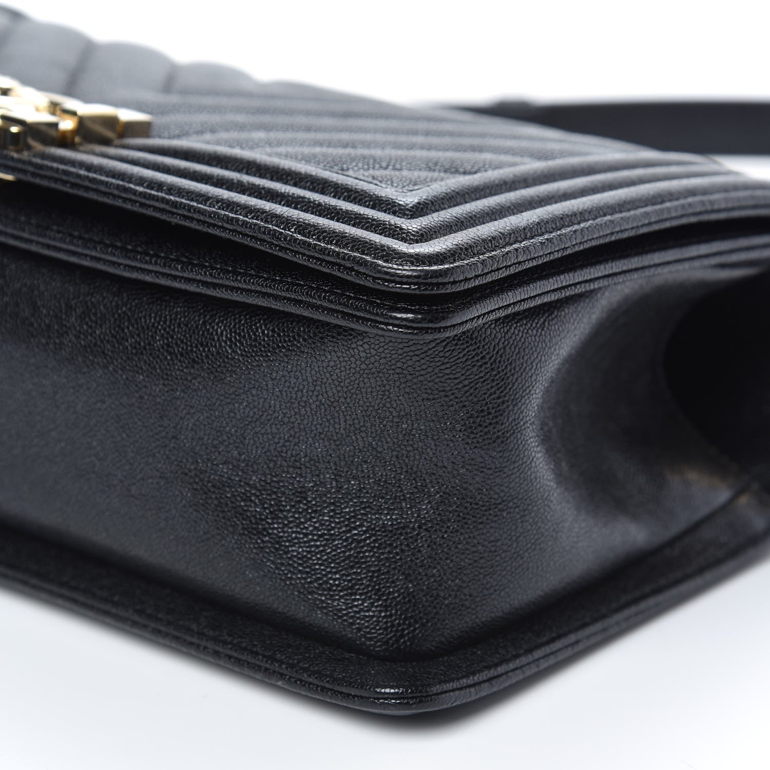 Chanel Caviar Chevron Quilted Medium Boy Flap Black 9 of 10
