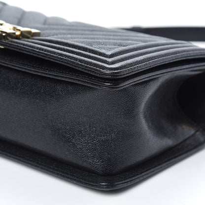 Chanel Caviar Chevron Quilted Medium Boy Flap Black 9 of 10