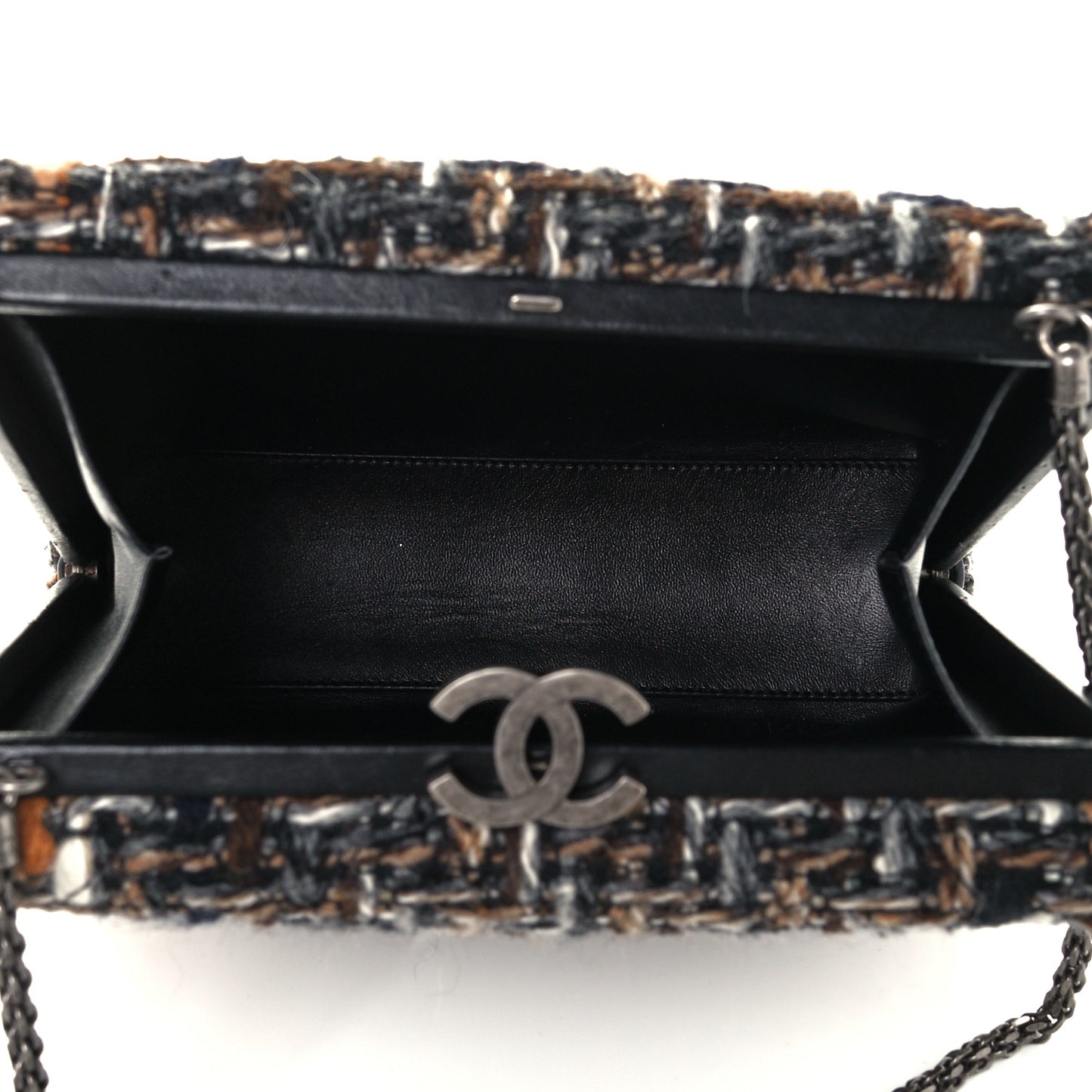 Tweed Kisslock Minaudiere Black Multicolor