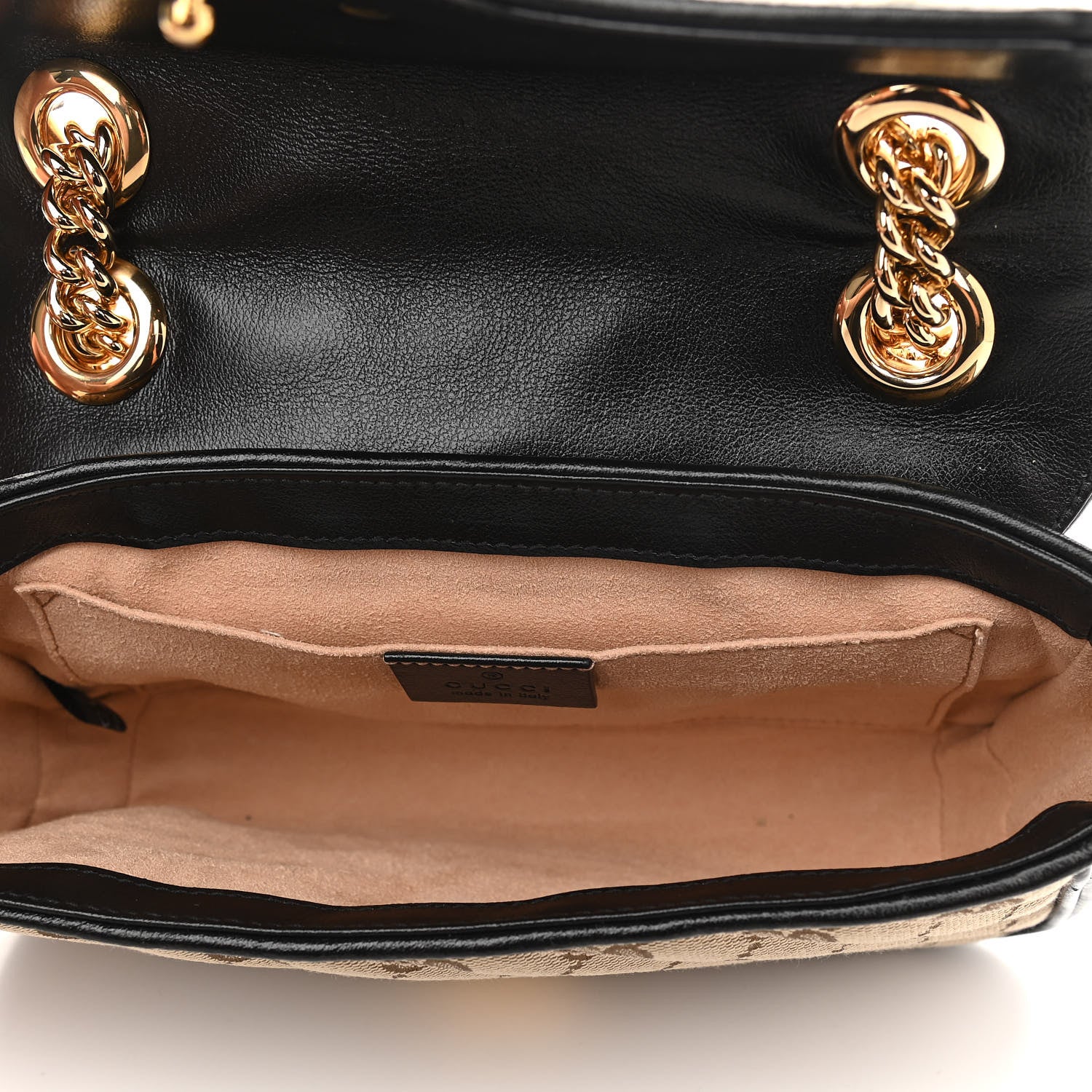 Gucci Monogram Matelasse Diagonal Mini GG Marmont Shoulder Bag Beige Black 5 of 9