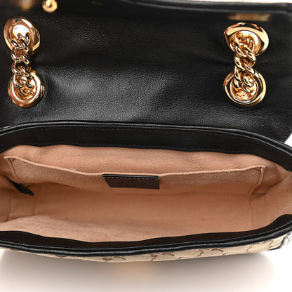 Gucci Monogram Matelasse Diagonal Mini GG Marmont Shoulder Bag Beige Black 5 of 9