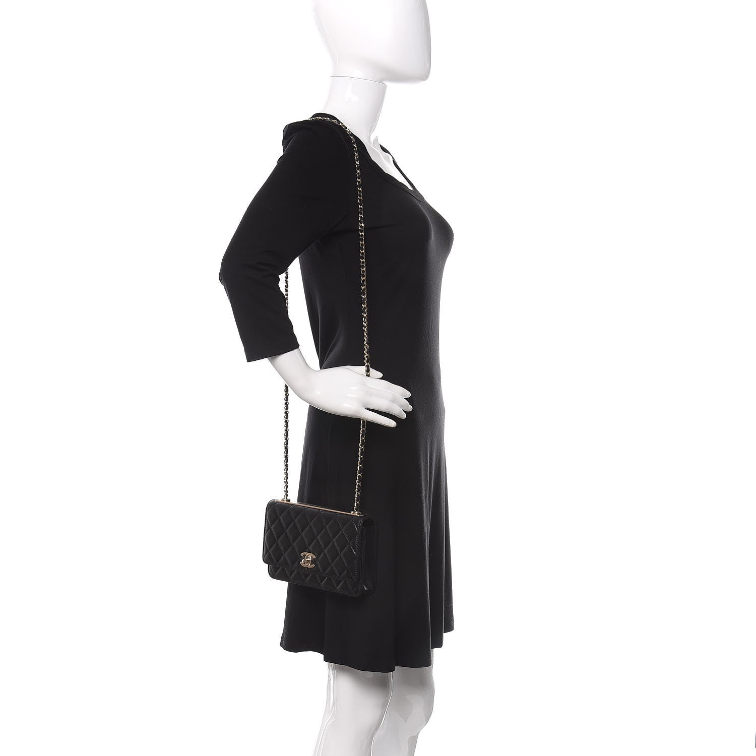 Chanel Lambskin Quilted Trendy CC Wallet On Chain WOC Black 2 of 13