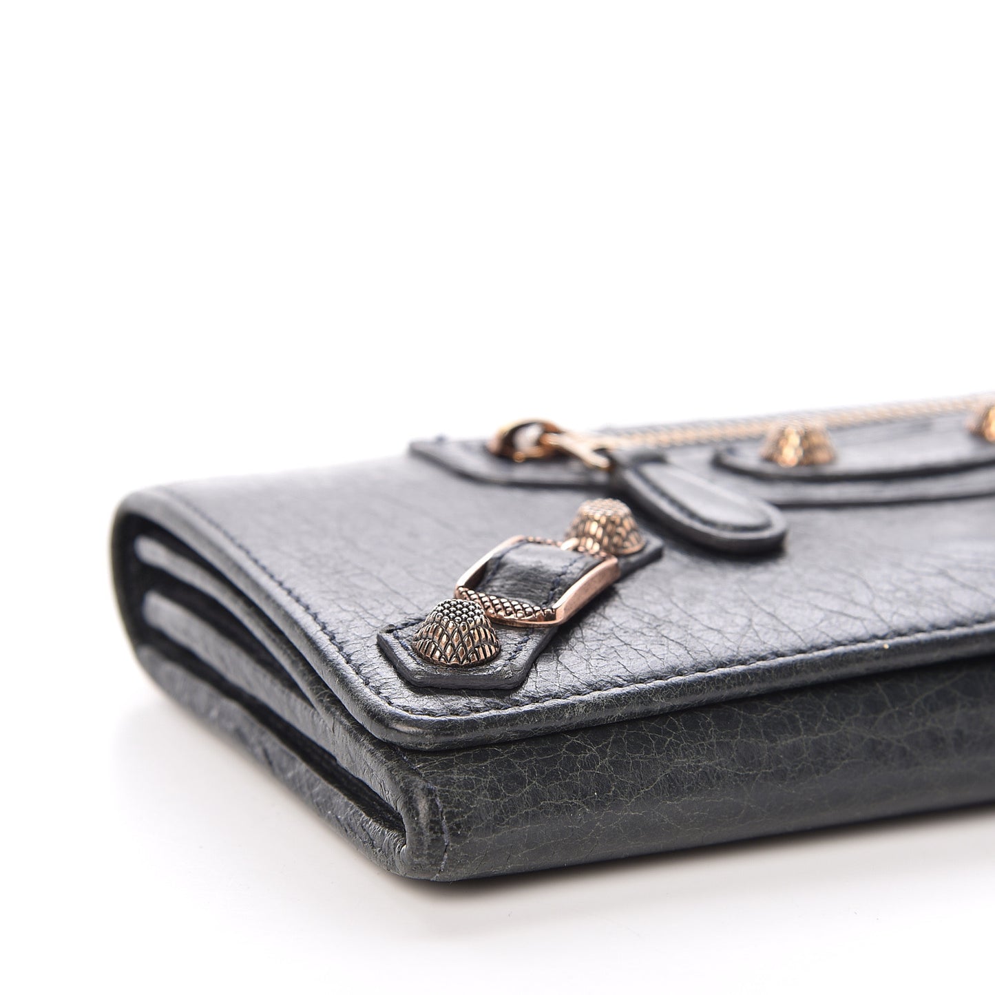 Agneau Giant 12 Rose Gold Hardware Money Wallet Anthracite