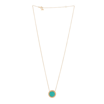 Tiffany 18K Rose Gold Turquoise T Circle Pendant Necklace 3 of 6