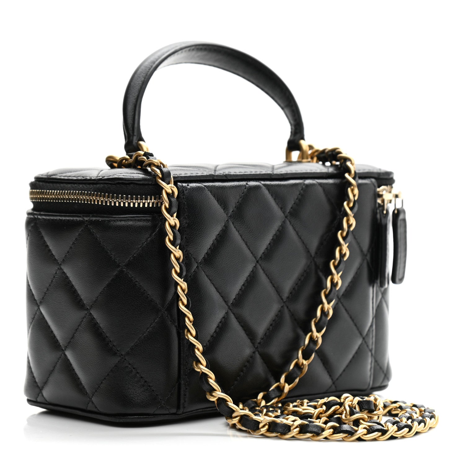 Chanel Lambskin Quilted Small Top Handle Vanity Case With Chain Black 3 of 11
