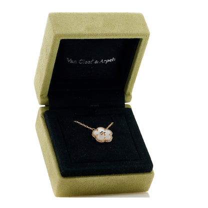 Van Cleef & Arpels 18K Rose Gold Mother Of Pearl Lucky Spring Plum Blossom Necklace 6 of 6
