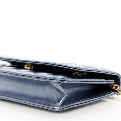 Chanel Metallic Lambskin Wallet On Chain WOC Dark Blue 11 of 12
