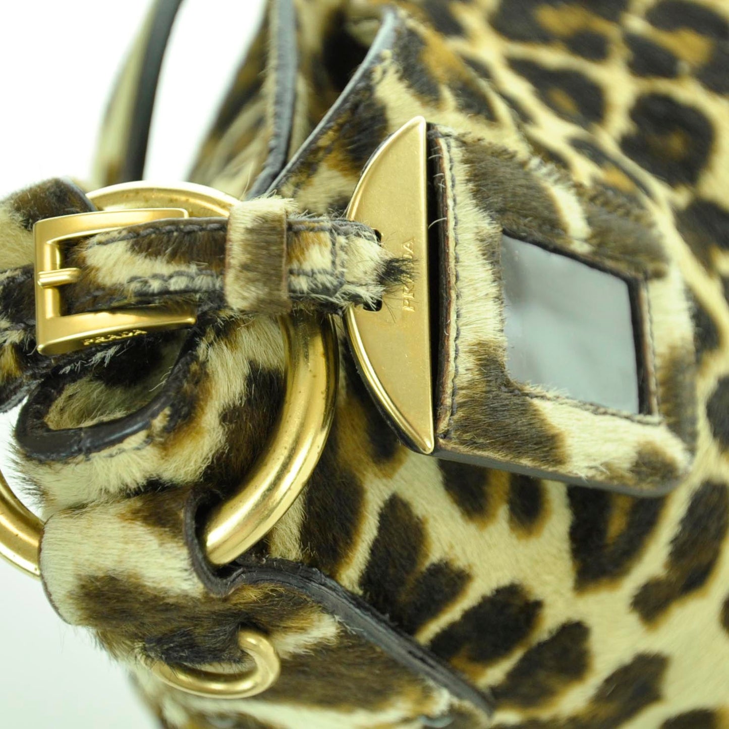 Calf Hair Leopard Print Shoulder Bag