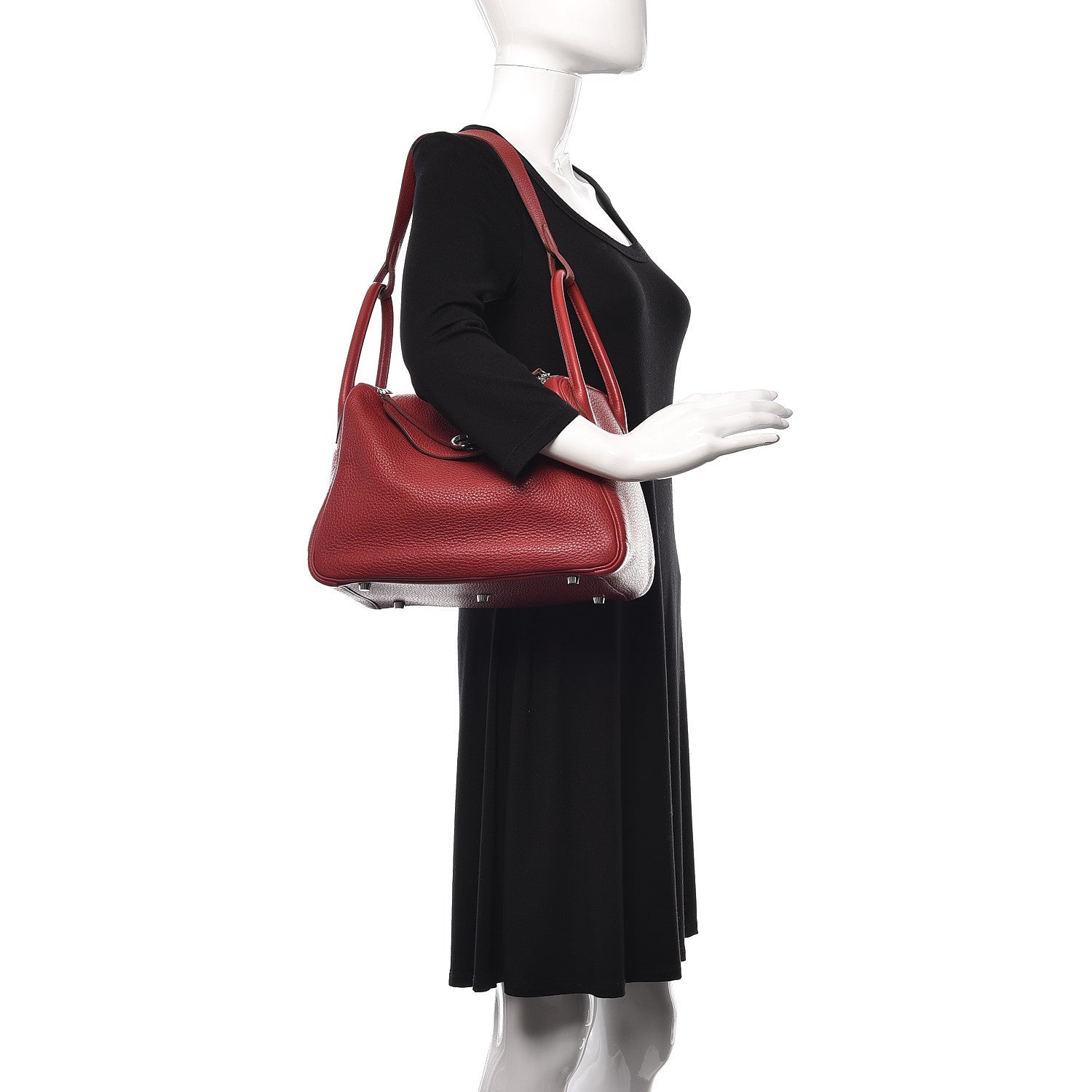 Hermes Taurillon Clemence Lindy 30 Rouge Garance 2 of 9