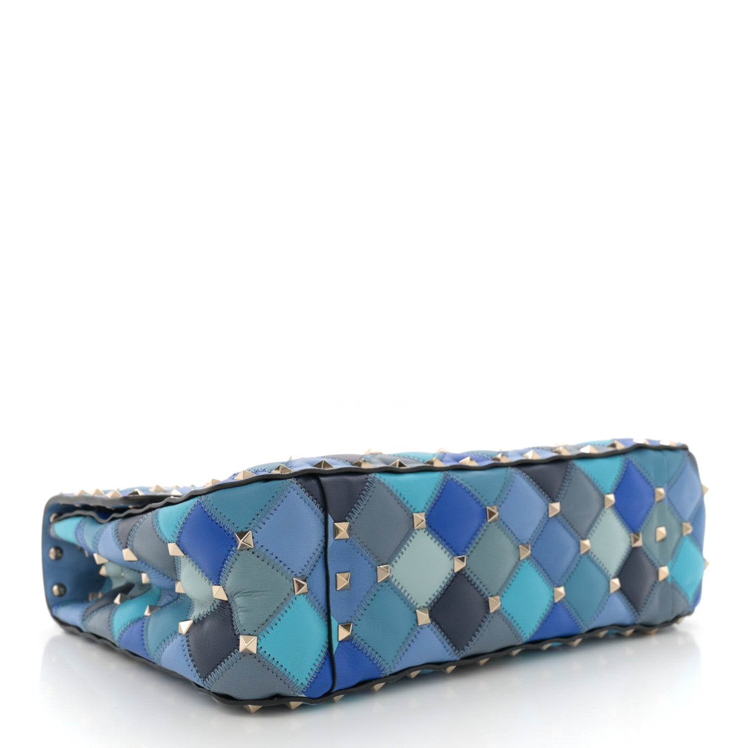 Valentino Garavani Lambskin Patchwork Medium Rockstud Spike Shoulder Bag Angel Blue 4 of 11