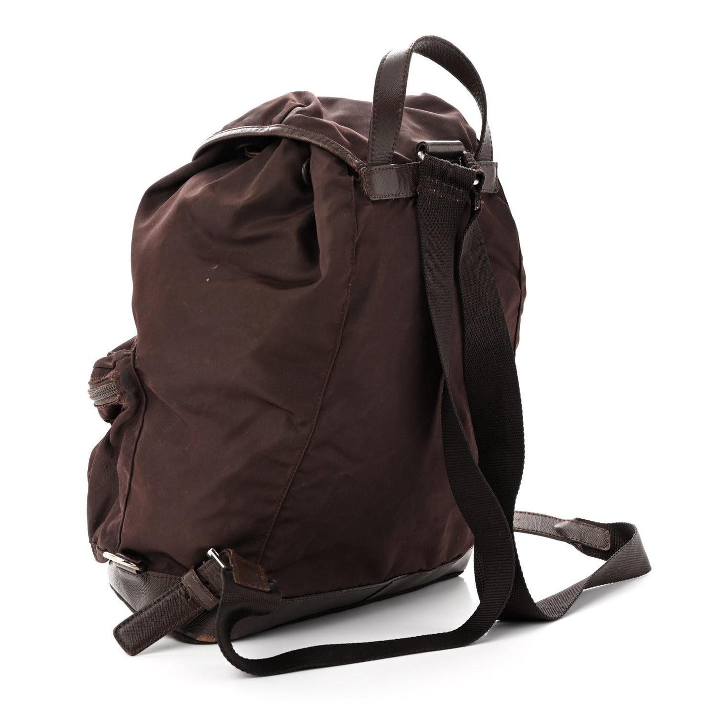 Nylon Vela Saffiano Medium Backpack Ebano