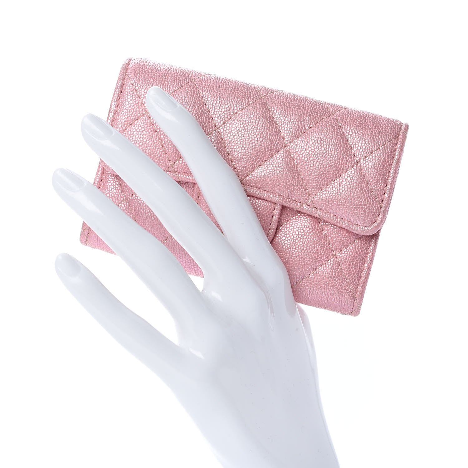 Chanel Iridescent Caviar Quilted Flap Card Holder Rose Pink 2 of 8