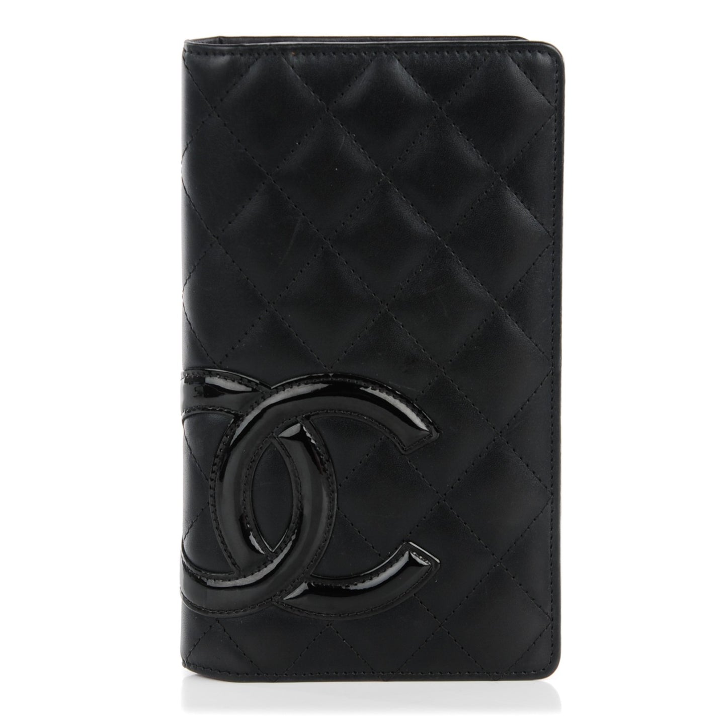 Calfskin Quilted Cambon Yen Wallet Black