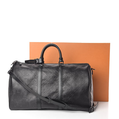Louis Vuitton Calfskin Shadow Monogram Keepall Bandouliere 50 Black 10 of 10