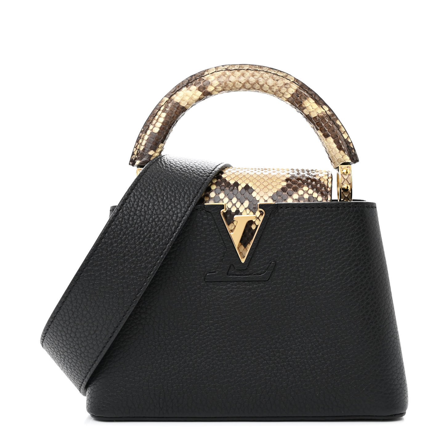 Taurillon Snakeskin Mini Capucines Black