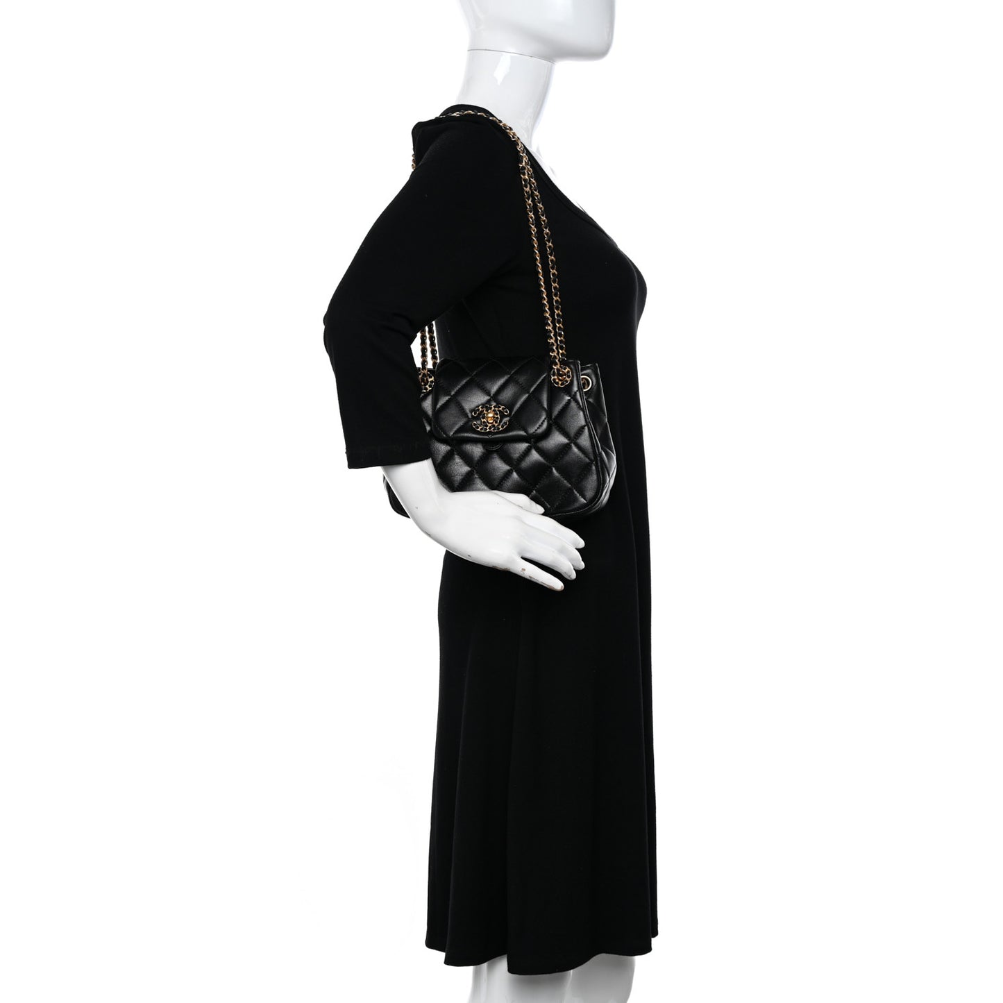 Lambskin Quilted Braided CC Accordion Flap Bag Black