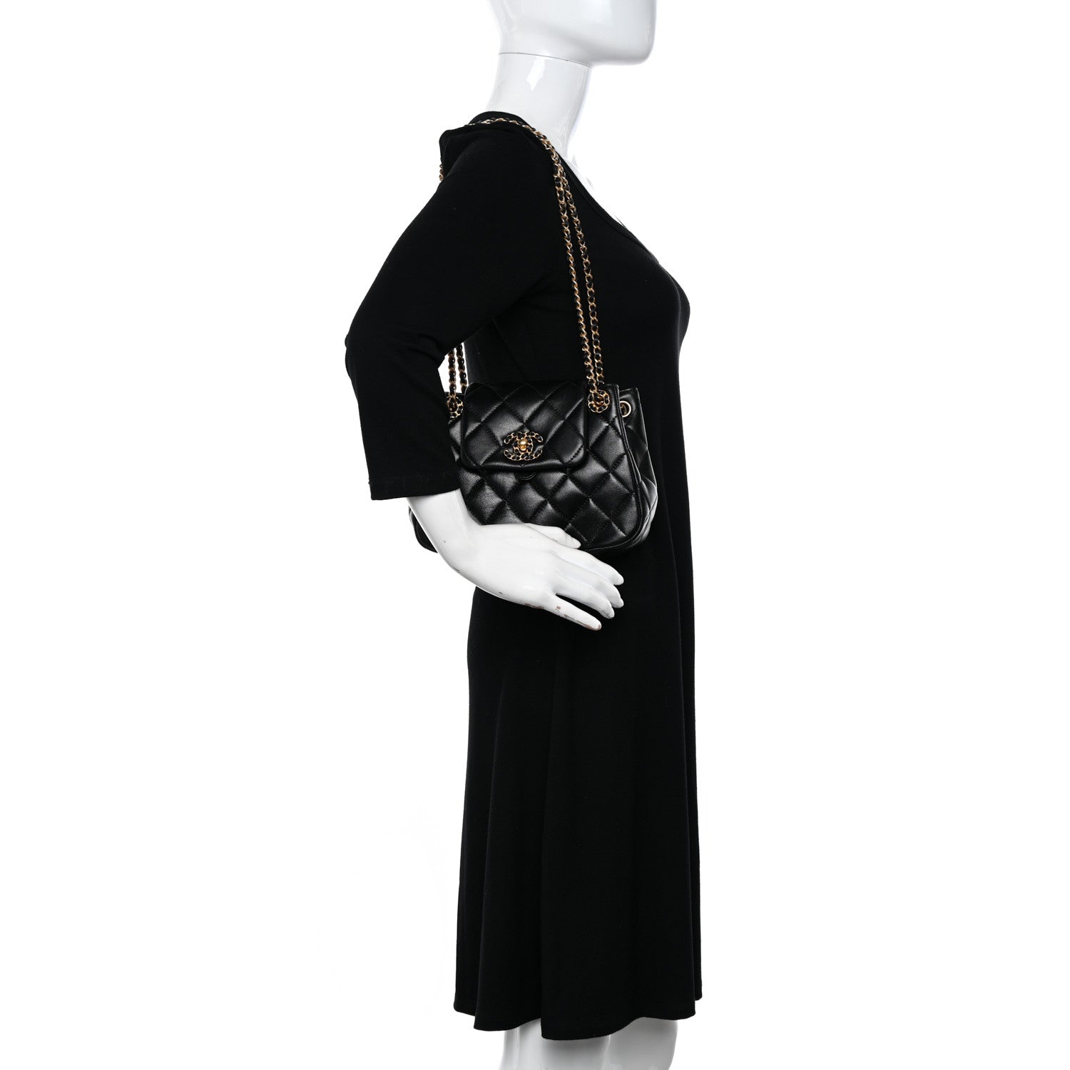 Chanel Lambskin Quilted Braided CC Accordion Flap Bag Black 2 of 12