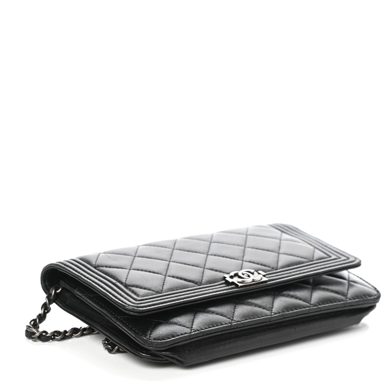 Chanel Lambskin Quilted Boy Wallet On Chain WOC Black 4 of 11