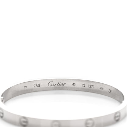 Cartier 18K White Gold LOVE Bracelet 17 3 of 5