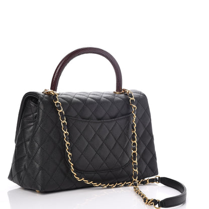 Chanel Caviar Lizard Quilted Small Coco Handle Flap Black 3 of 8