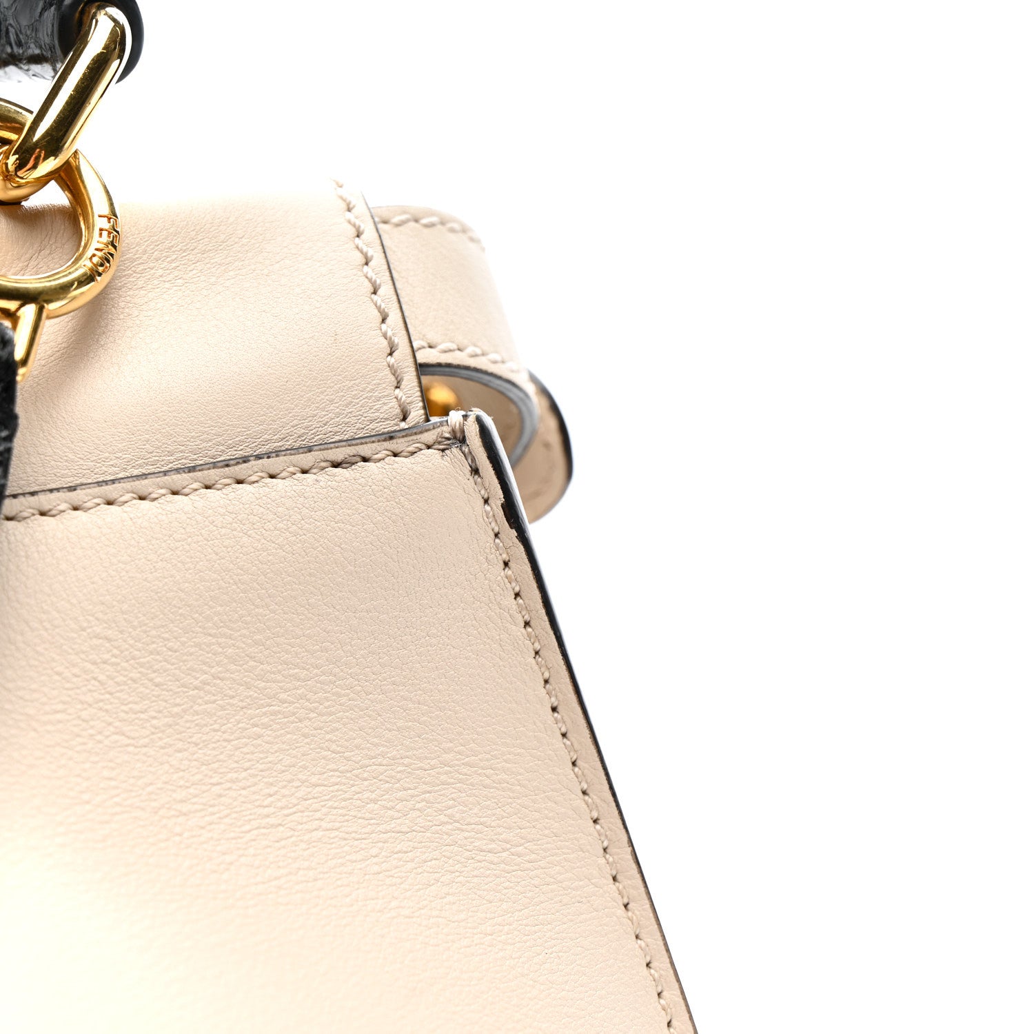 Fendi Vitello Seta Snakeskin Monster Eyes Medium Peekaboo Iconic Satchel  Amido Sand Black 54 of 57