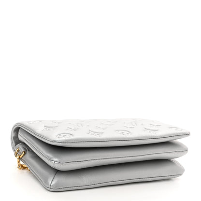 Louis Vuitton Metallic Lambskin Embossed Monogram Pochette Coussin Silver 3 of 8