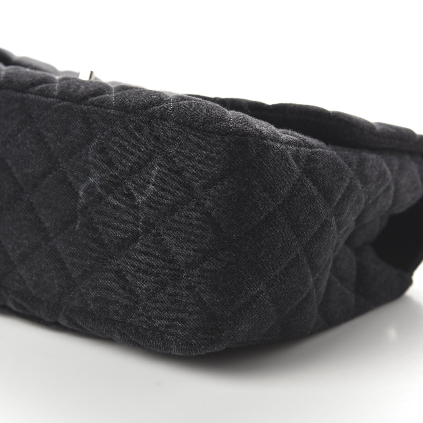Denim Quilted CC Print Jumbo Single Flap Black