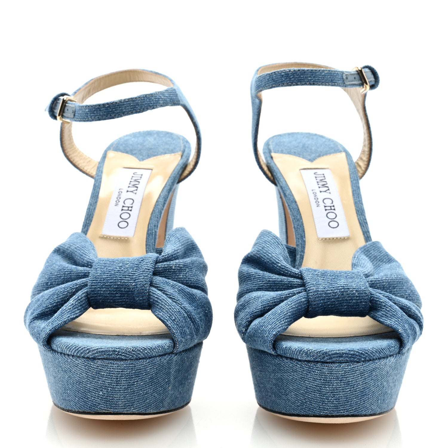 Jimmy Choo Denim Heloise Platform Sandals 39.5 Blue 2 of 7
