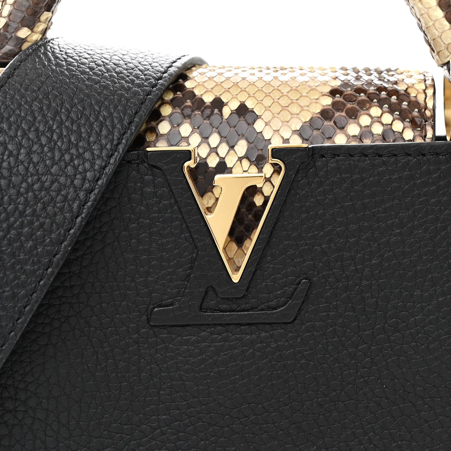 Taurillon Snakeskin Mini Capucines Black