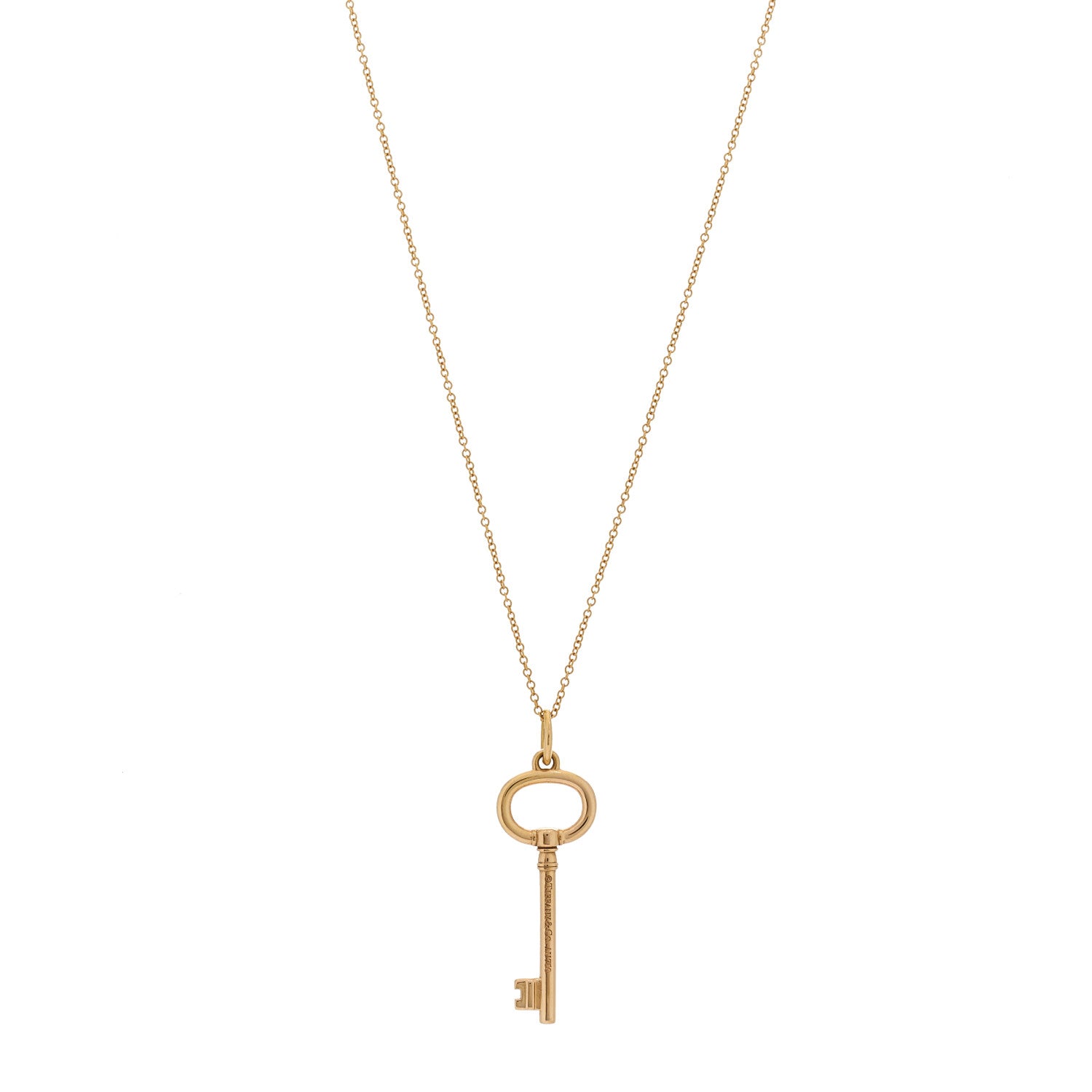 Tiffany 18K Rose Gold Small Oval Key Pendant Necklace 1 of 6