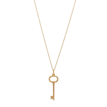 Tiffany 18K Rose Gold Small Oval Key Pendant Necklace 1 of 6