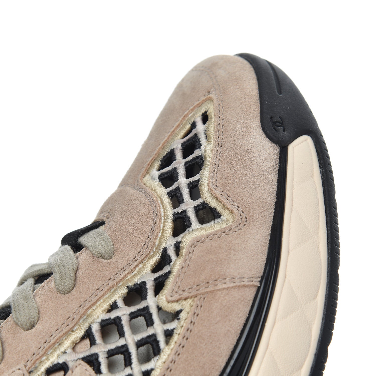 Chanel Suede Calfskin Embroidered CC Sneakers 41 Beige Black 10 of 17