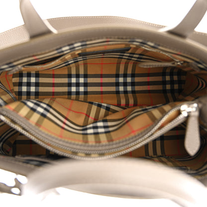 Burberry Derby Calfskin House Check Medium Banner Tote Pale Grey 7 of 13