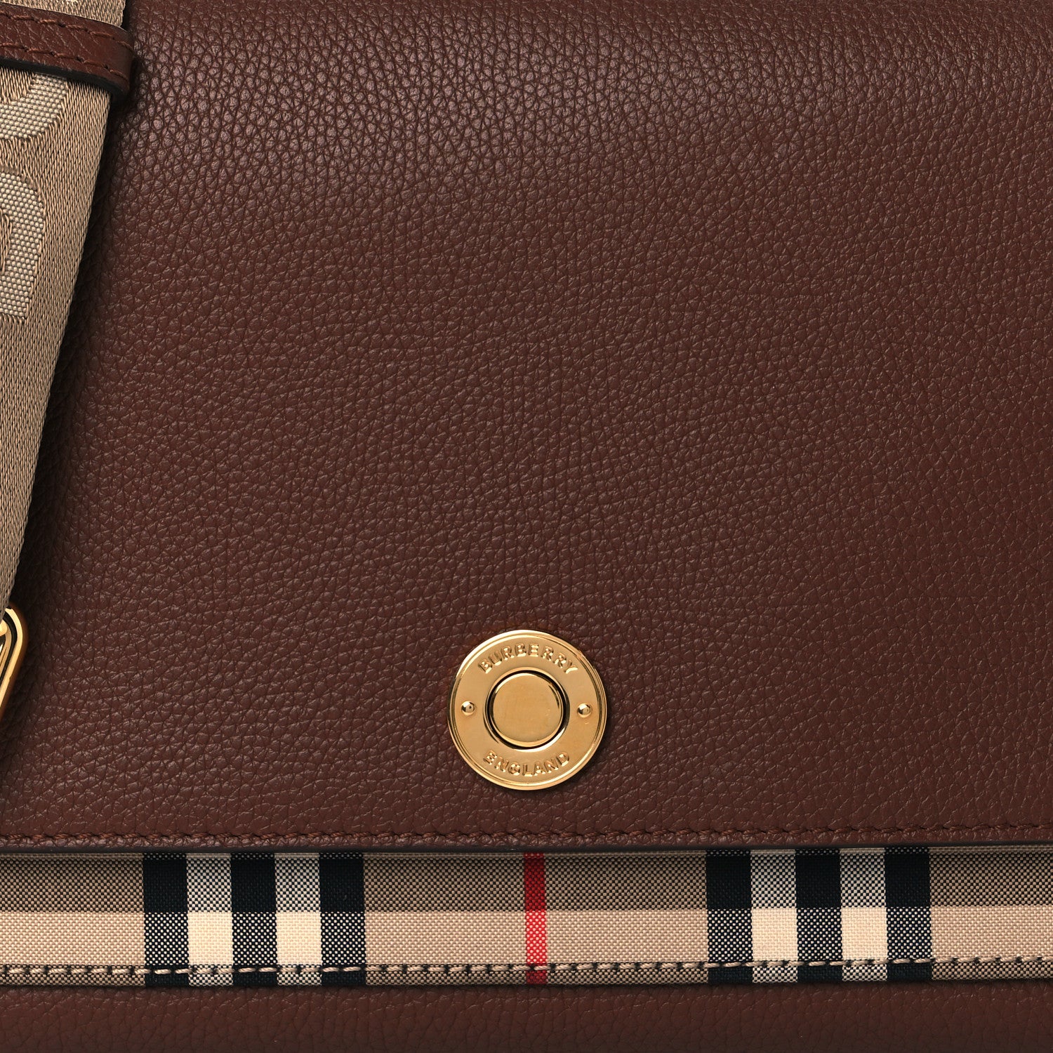 Burberry Grainy Calfskin Vintage Check Note Crossbody Bag Malt Brown 8 of 11