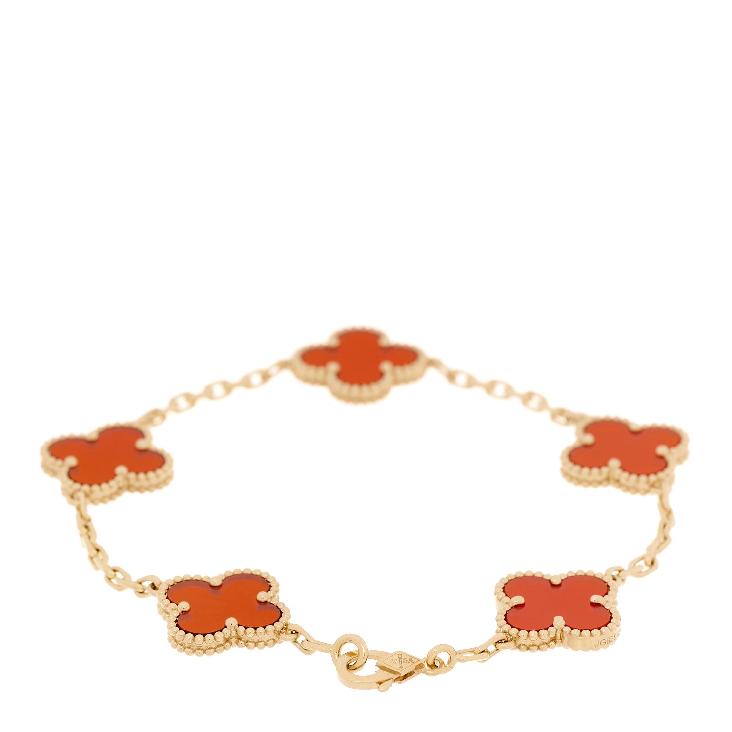 Van Cleef & Arpels 18K Yellow Gold Carnelian 5 Motifs Vintage Alhambra Bracelet 3 of 7