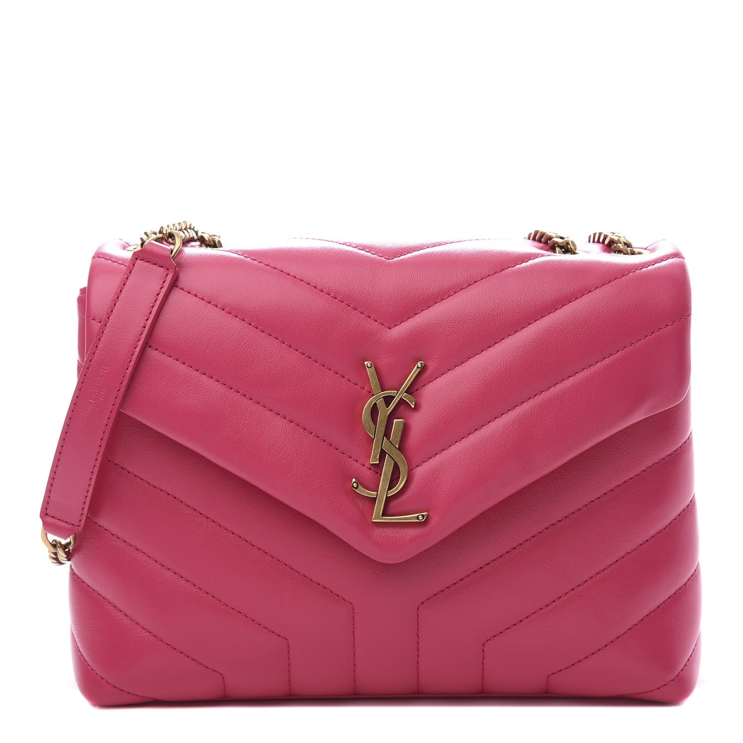 Calfskin Y Quilted Monogram Small Loulou Chain Satchel Fresh Fuchsia