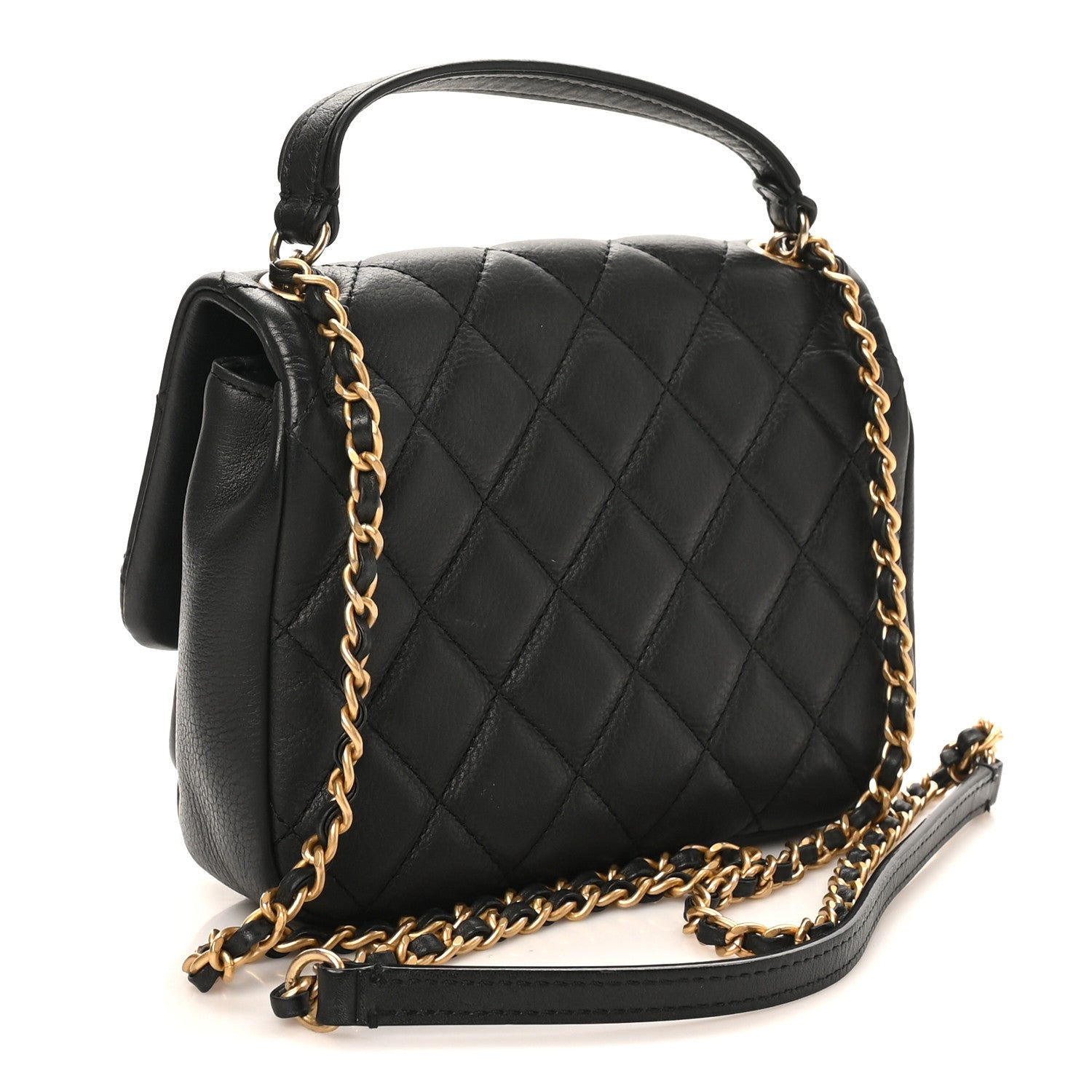 Chanel Calfskin Quilted Top Handle Flap Black 3 of 11