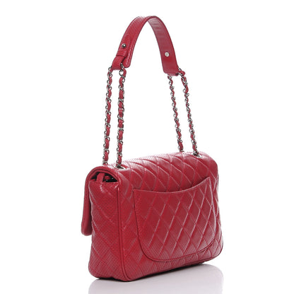 Chanel Lambskin Perforated Jumbo Punch Flap Red 4 of 8