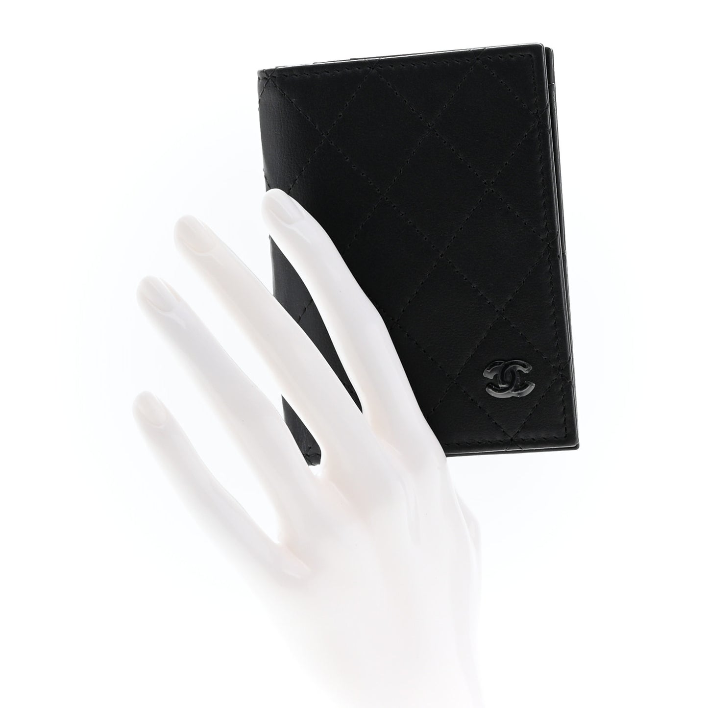 Calfskin Quilted Card Holder Wallet So Black