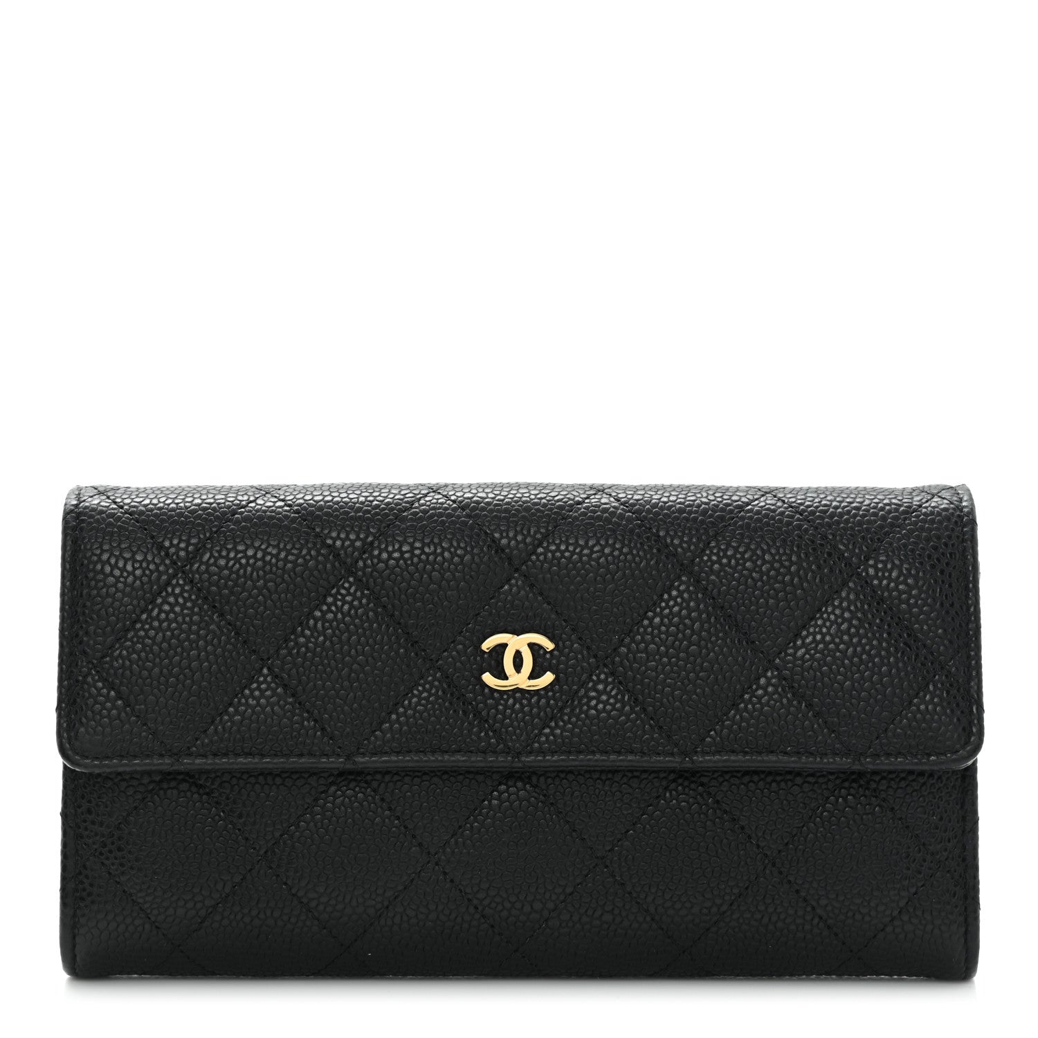 Chanel Caviar Quilted Large Gusset Flap Wallet Black 1 of 12