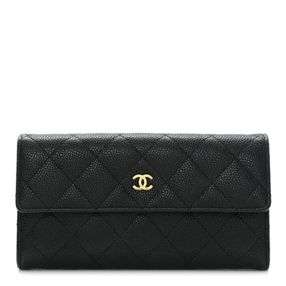 Chanel Caviar Quilted Large Gusset Flap Wallet Black 1 of 12