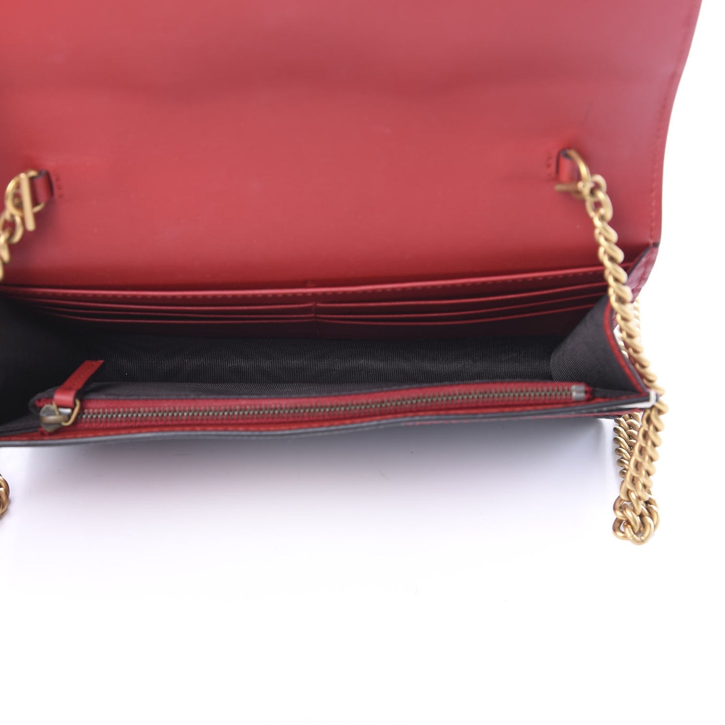Calfskin Queen Margaret Chain Wallet Blue Agata Hibiscus Red Mystic White