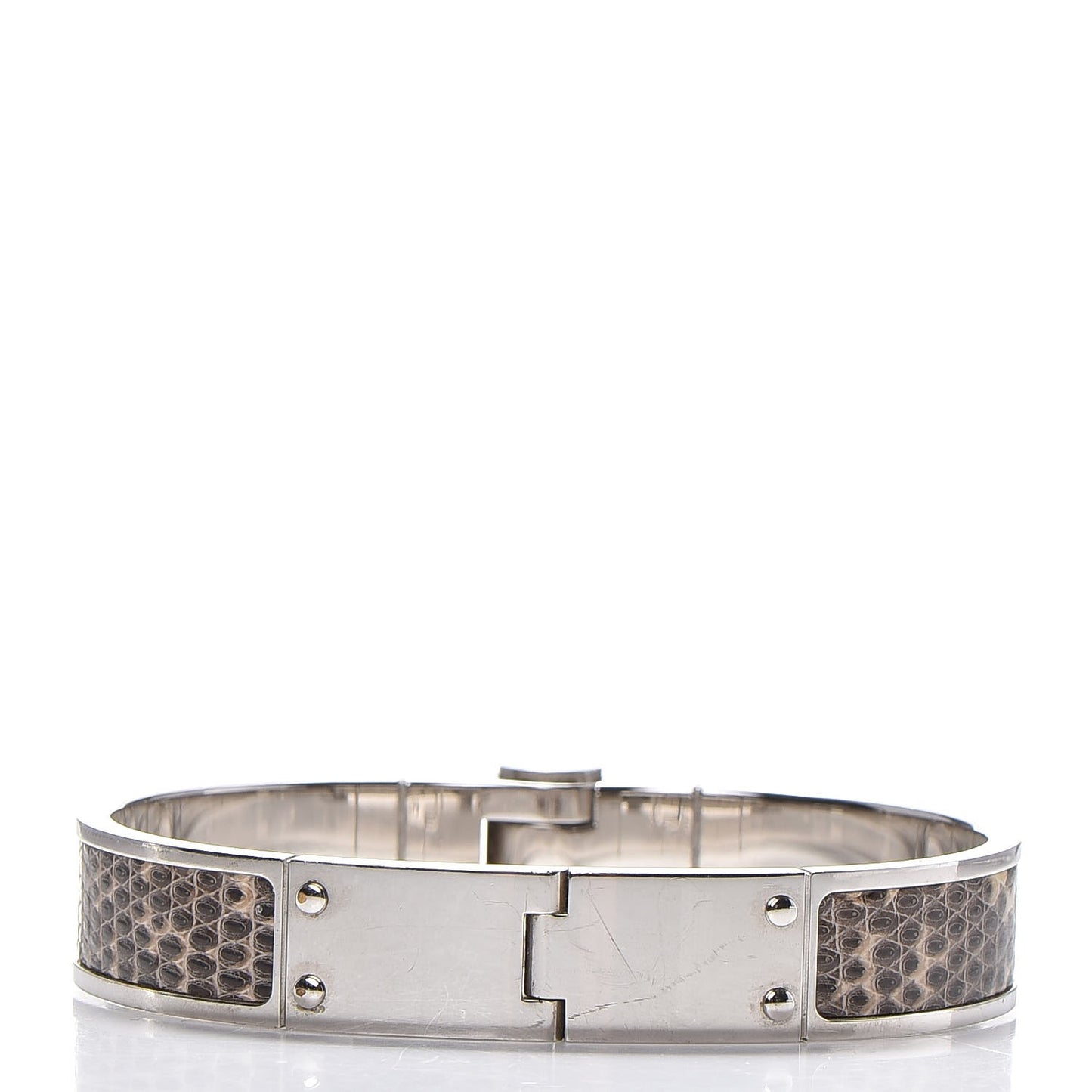 Lizard Charniere Cuir Narrow Hinged Bracelet M Ombre