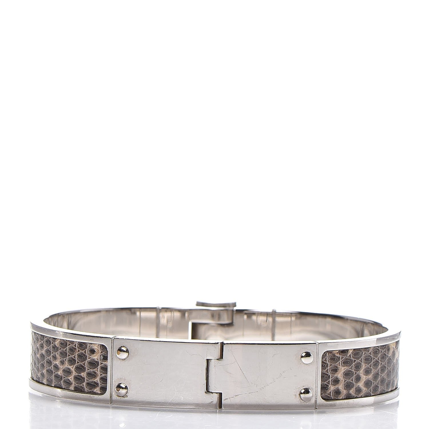 Hermes Lizard Charniere Cuir Narrow Hinged Bracelet M Ombre 3 of 6