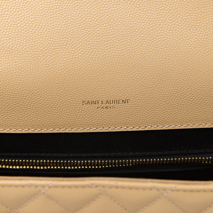 Saint Laurent Grain De Poudre Mixed Matelasse Large Triquilt Monogram Satchel Nude Powder 5 of 9
