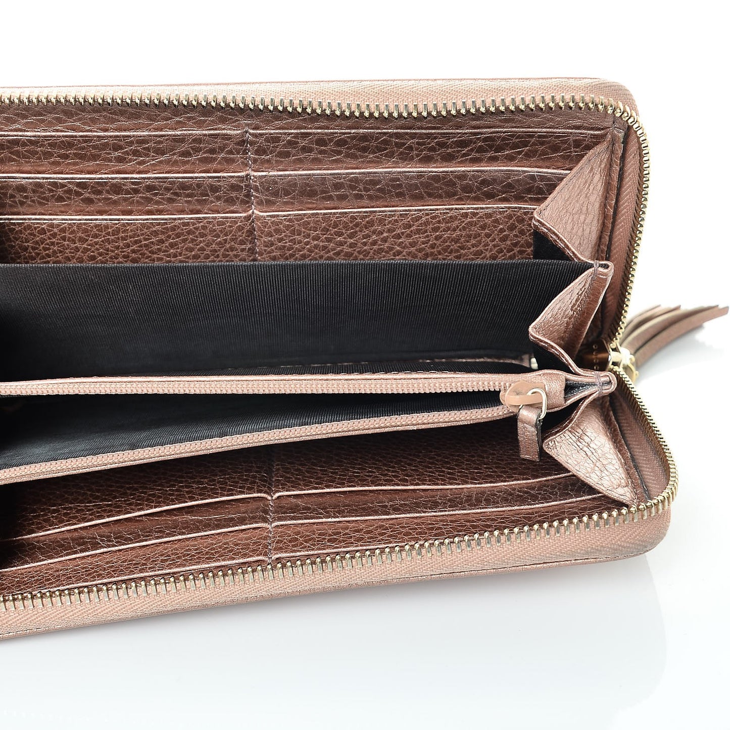 Metallic Calfskin Soho Zip Around Wallet Pink